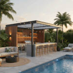 Pool house avec bar : aménagement tendance pour un extérieur convivial et fonctionnel